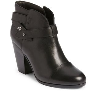 Rag & Bone Harrow Leather Ankle Boots In Black Leather